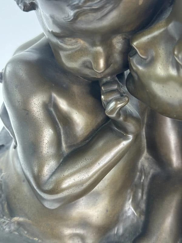 Antique French Bronze Henri Pernot Le Grande Soeur Sculpture - 7