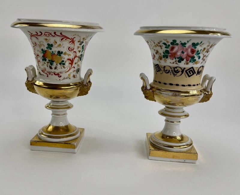 Pair c1850s Continental European Hand Painted Courting Scene Urns - 4