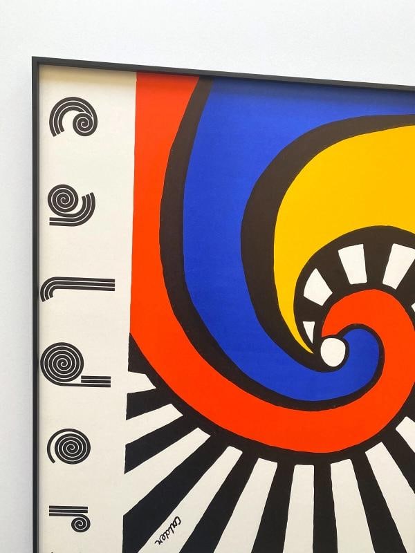 ALEXANDER CALDER RARE 1970 MID CENTURY MODERN LITHO PRINT FRAMED EXHIBIT POSTER - 4