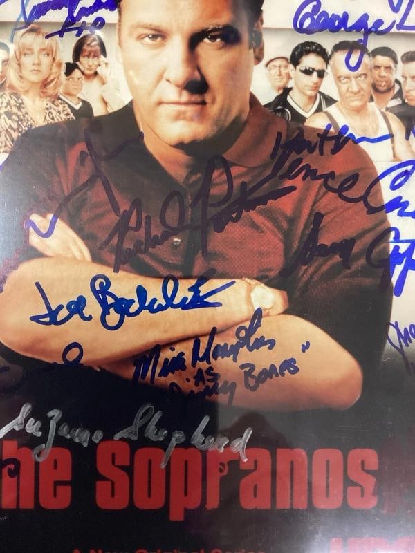 The Sopranos Multi Cast Signed 8x10 Photo with 20+ Signatues Including James Gandolfini (PSA 8 Auto - 9