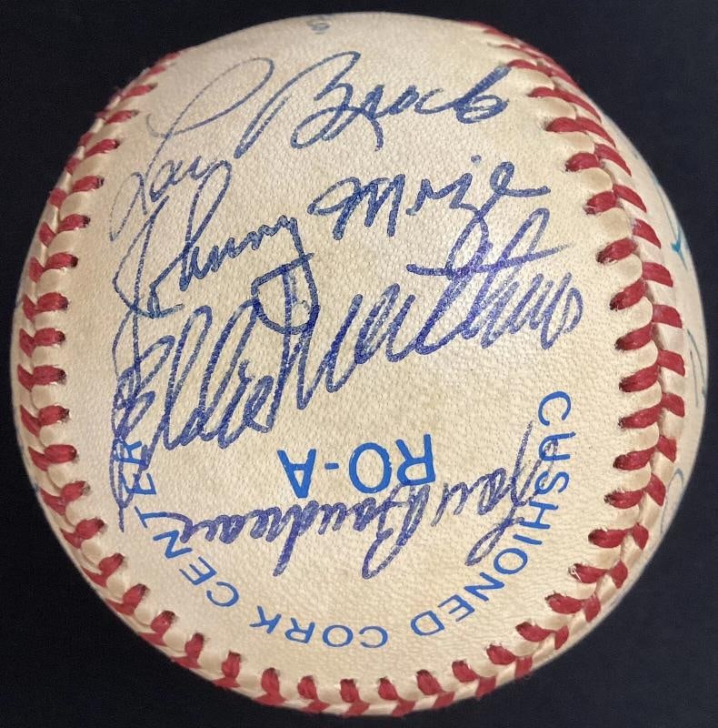 Hall of Famers Multi Signed Baseball Joe DiMaggio, Mickey Mantle +18 More (JSA) - 4