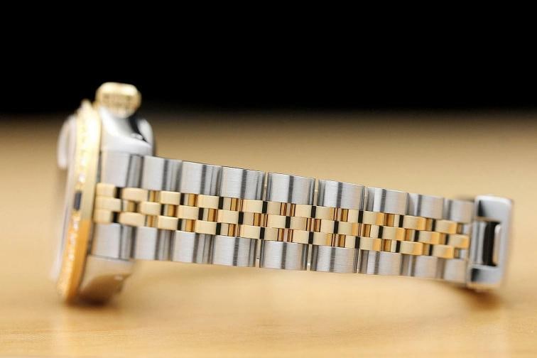 ROLEX LADIES DATEJUST FACTORY DIAL DIAMOND SAPPHIRE BEZEL 18K GOLD SS WATCH - 5
