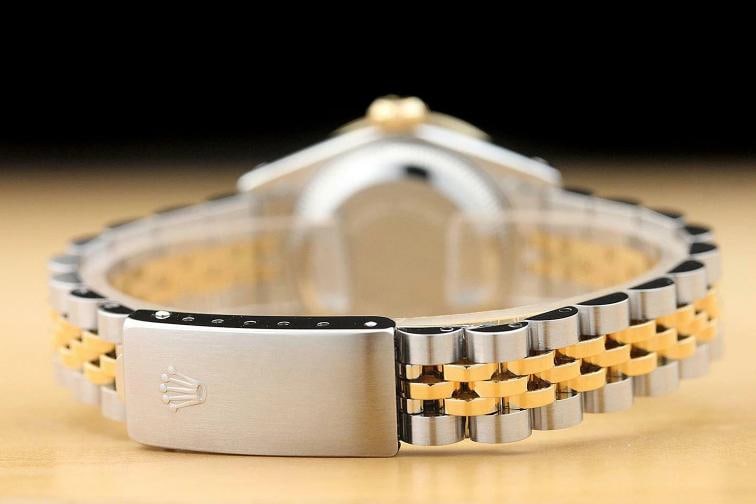 ROLEX LADIES DATEJUST FACTORY DIAL DIAMOND SAPPHIRE BEZEL 18K GOLD SS WATCH - 6
