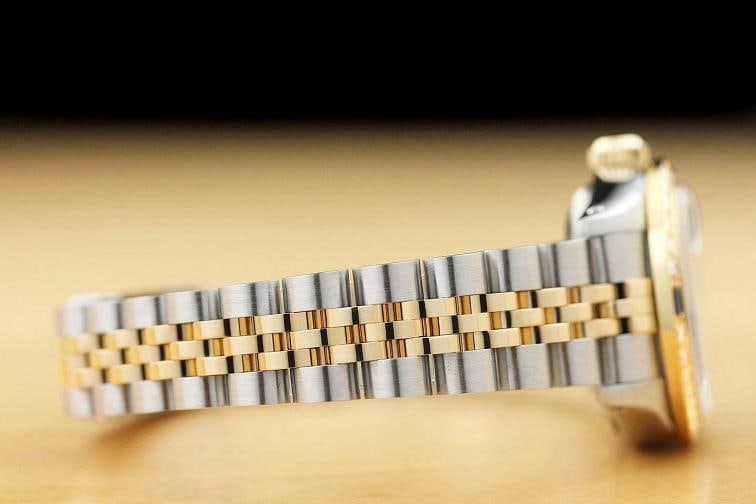 ROLEX LADIES DATEJUST FACTORY DIAL DIAMOND SAPPHIRE BEZEL 18K GOLD SS WATCH - 8