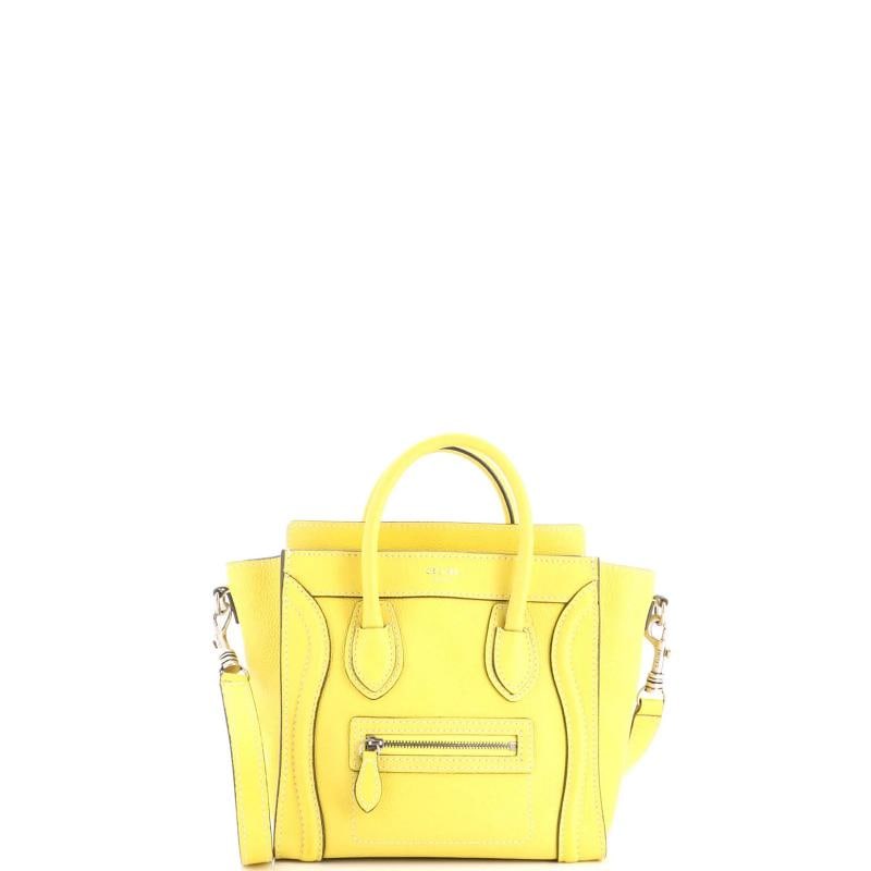 Celine Luggage Bag Grainy Leather Nano: Accessories: With Strap Measurements: Handle Drop 3", Height 8", Width 8", Depth 4", Strap Drop 19". Condition: Pre-owned - Good,Brand: Celine,Exterior Material: Leather,Style: Cross Body