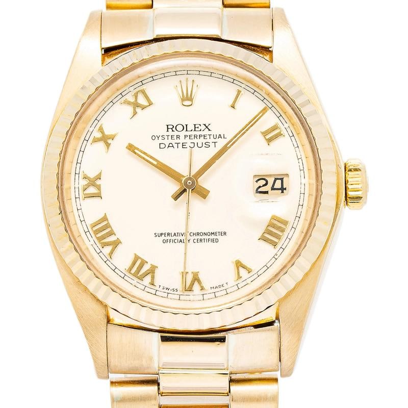 Rolex Datejust 16018 President Yellow Gold Ivory Roman 36mm - 2