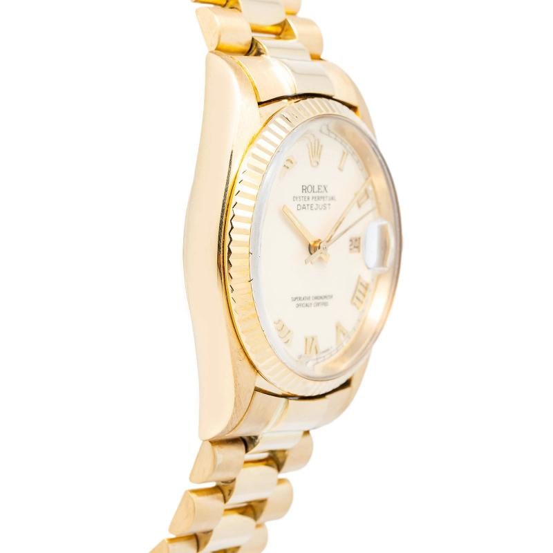 Rolex Datejust 16018 President Yellow Gold Ivory Roman 36mm - 4