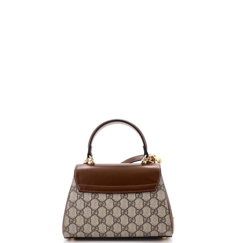 Gucci Horsebit 1955 Top Handle Flap Bag GG Coated Canvas and Leather Mini - 3