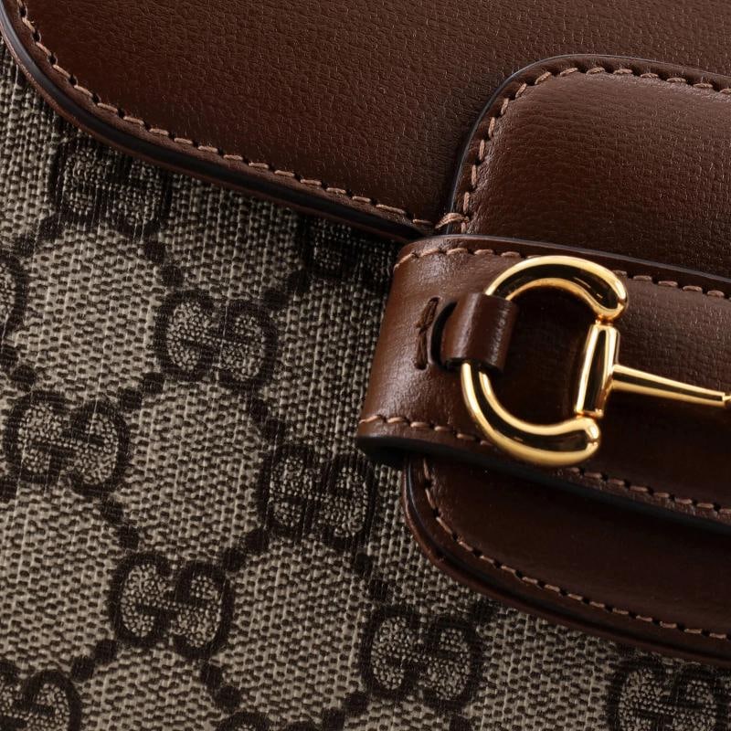 Gucci Horsebit 1955 Top Handle Flap Bag GG Coated Canvas and Leather Mini - 6