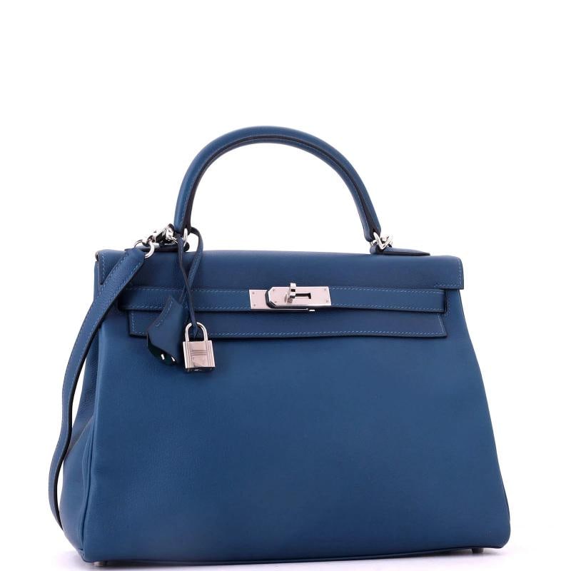 Hermes Kelly Handbag Verso Evercolor with Palladium Hardware 32 - 2