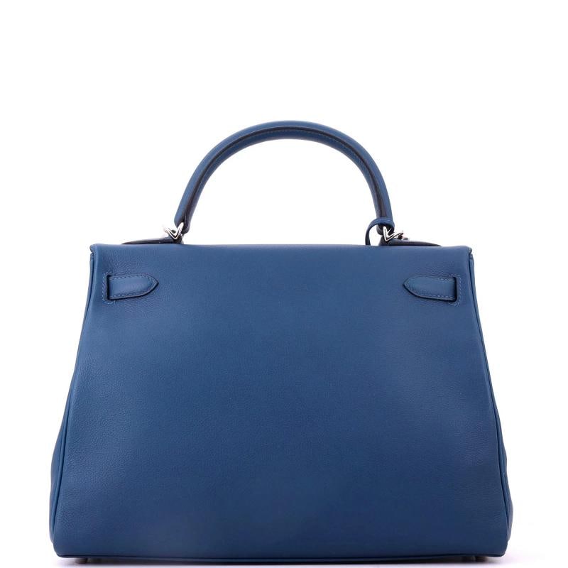 Hermes Kelly Handbag Verso Evercolor with Palladium Hardware 32 - 3