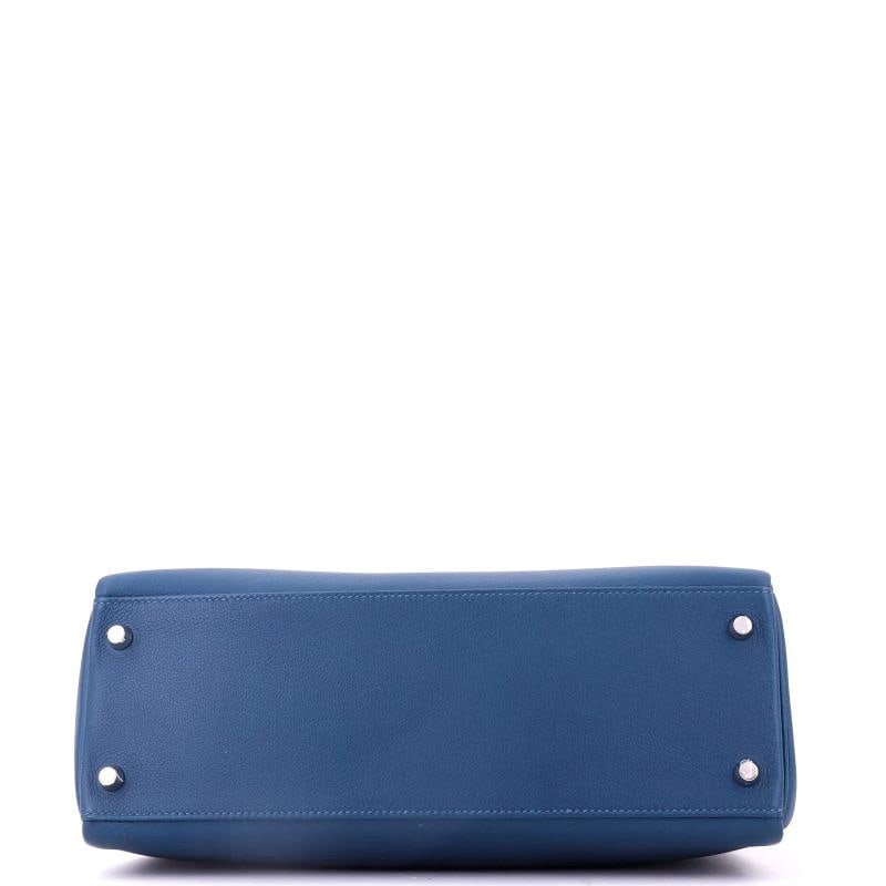 Hermes Kelly Handbag Verso Evercolor with Palladium Hardware 32 - 4