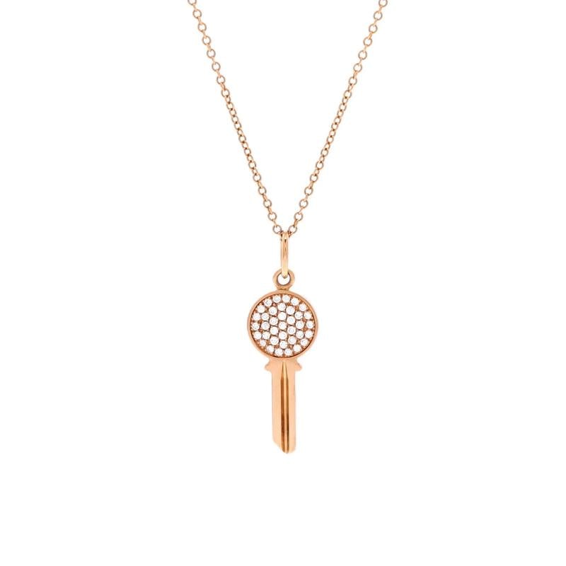 Tiffany & Co. Modern Keys Round Pendant Necklace 18K Rose Gold with Diamonds: Measurements: Length: 18.00 ", Pendant Length: 22.45 mm, Pendant Width: 8.50 mm . Condition: Pre-owned - Good,Brand: Tiffany & Co.,Main Stone: Unknown,Metal: 18K Rose Gold,Metal Purity: 18K,Style: