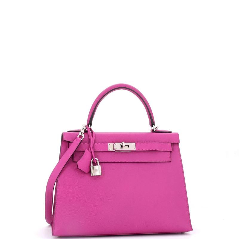 Hermes Kelly Handbag Pink Epsom with Palladium Hardware 28 - 2