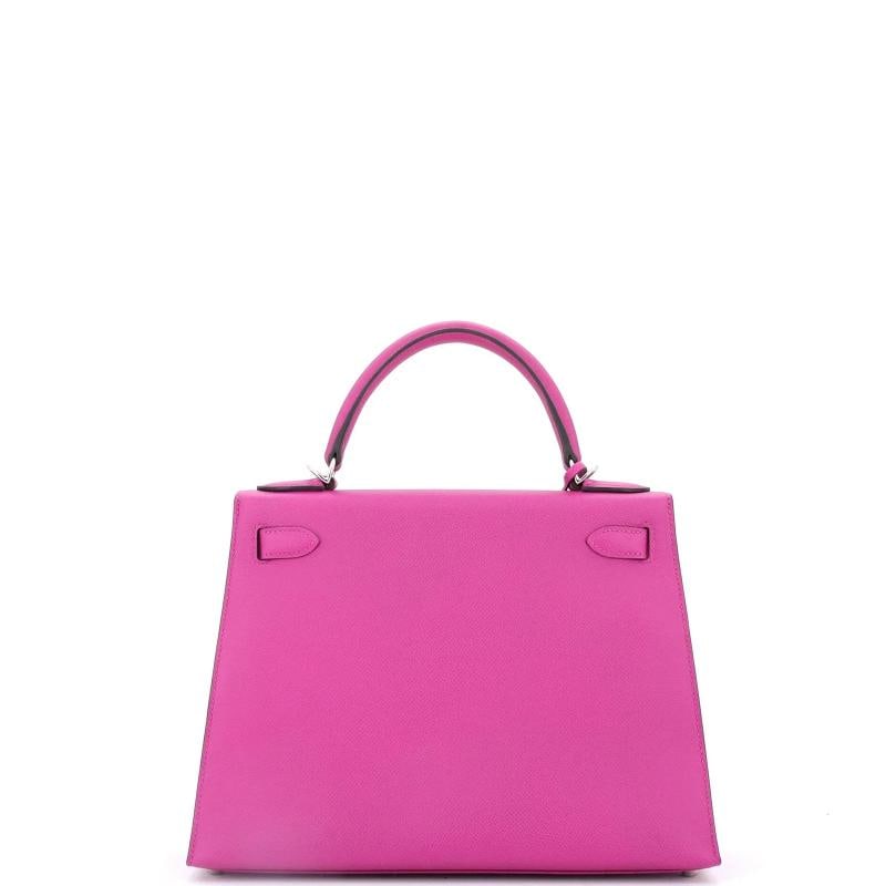 Hermes Kelly Handbag Pink Epsom with Palladium Hardware 28 - 4