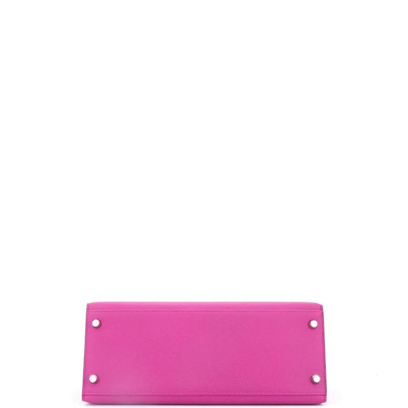 Hermes Kelly Handbag Pink Epsom with Palladium Hardware 28 - 5