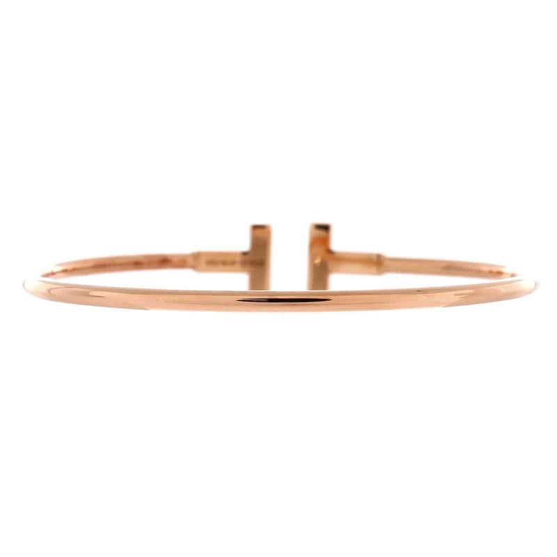 Tiffany & Co. T Wire Bracelet 18K Rose Gold with Diamonds - 3