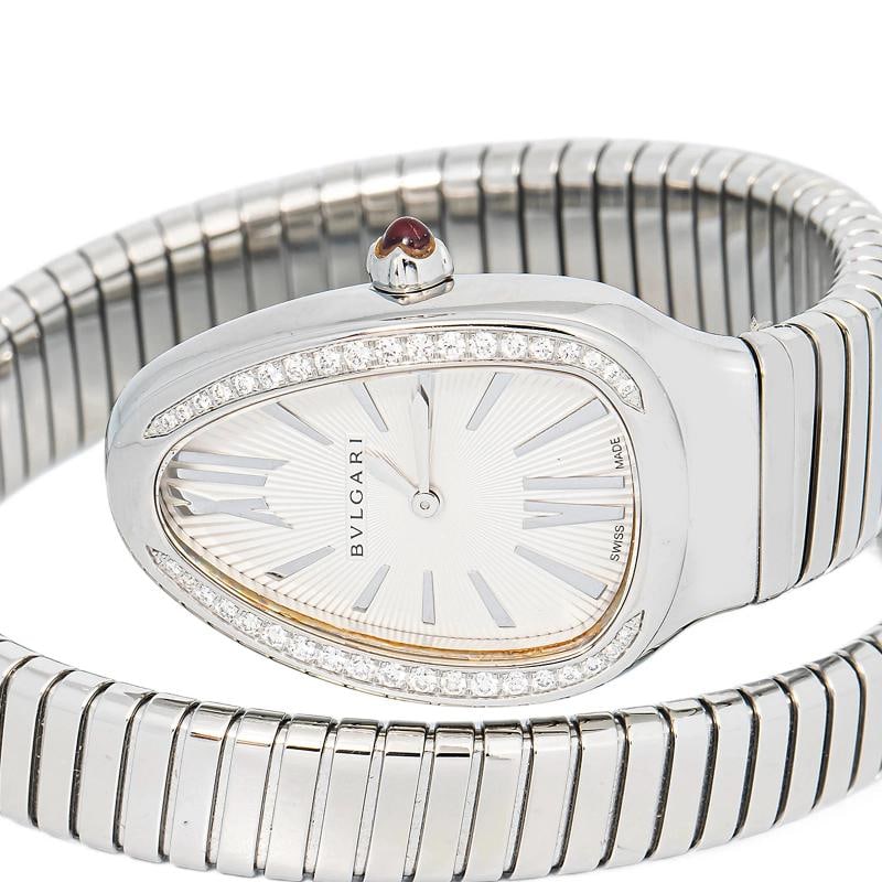 Bvlgari Serpenti SP35S Brecelet Stainless Steel White Dial Index Quartz 25mm - 2