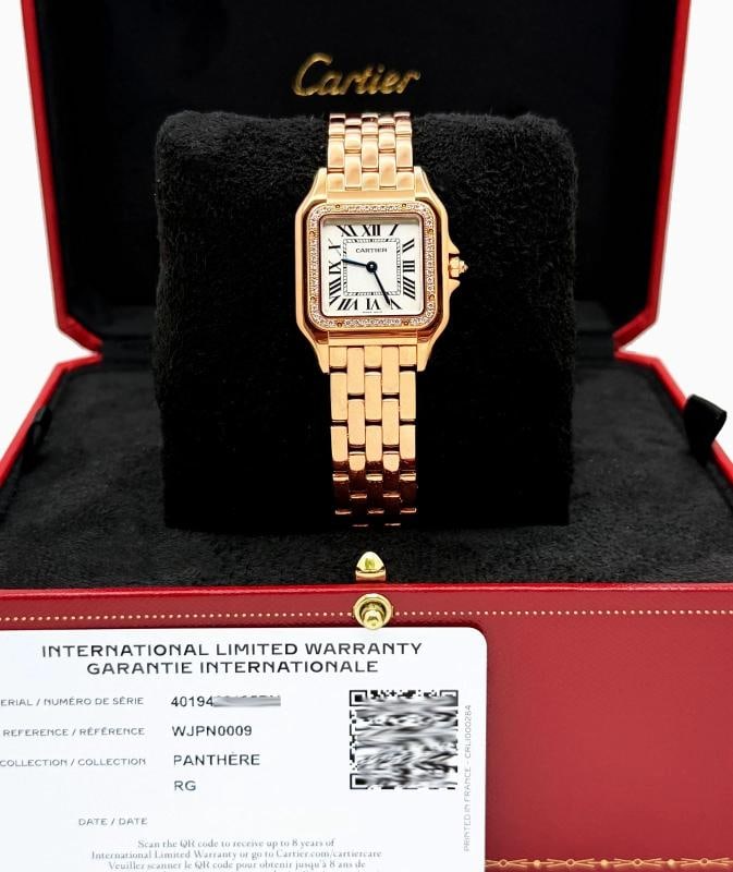 Cartier Panthere WJPN0009 27mm Factory Diamond Bezel 18k Rose Gold Box Paper (1 of 15)