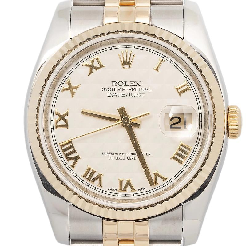 Rolex Datejust 116233 2011 Card Jubilee Steel Ivory Pyramid Roman Auto 36mm - 2