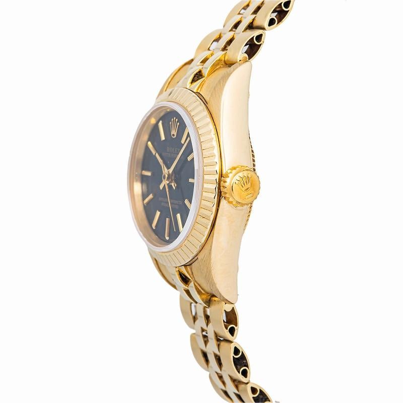 Rolex Oyster Perpetual 67197 Jubilee Yellow Gold Black Stick Automatic 25mm - 3