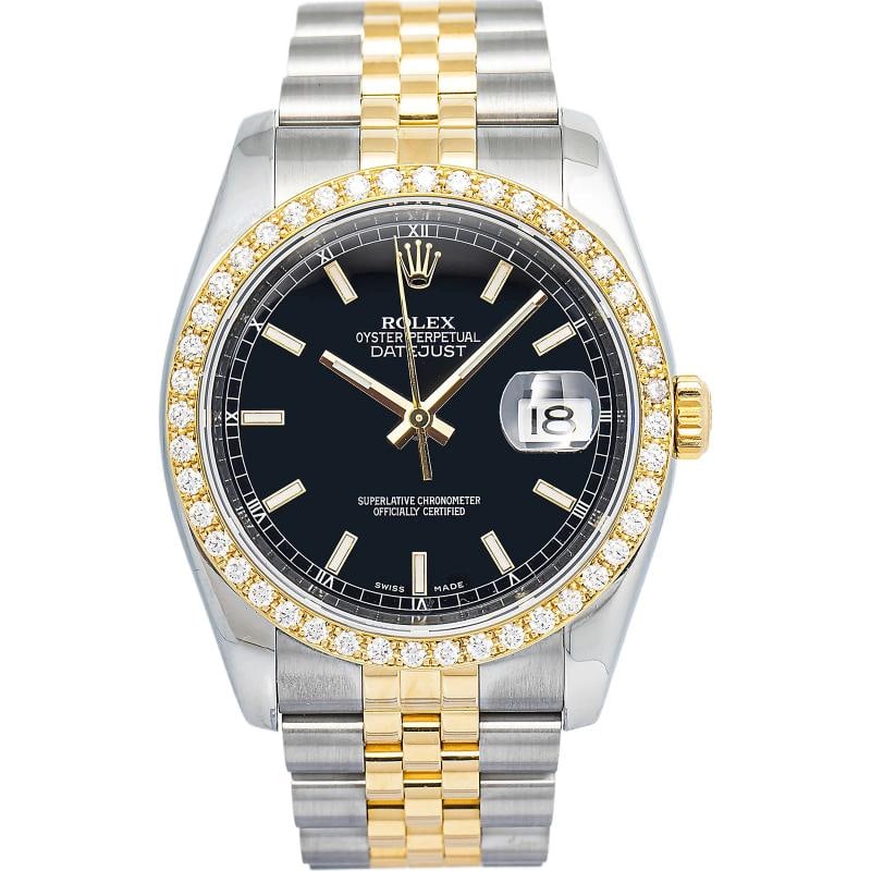 Rolex Datejust 116203 Oyster Stainless Steel black Index 36mm: Case Size 36mm Wrist Fit 15.9cm Box No Papers No Condition Ã¢â‚¬â€ Excellent Full Specifications SKU Rolex#3278 Brand Rolex Model Datejust Reference 116203