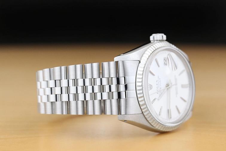 ROLEX MENS DATEJUST 1601 WHITE DIAL 18K GOLD STEEL WATCH w/ JUBILEE BRACELET - 6