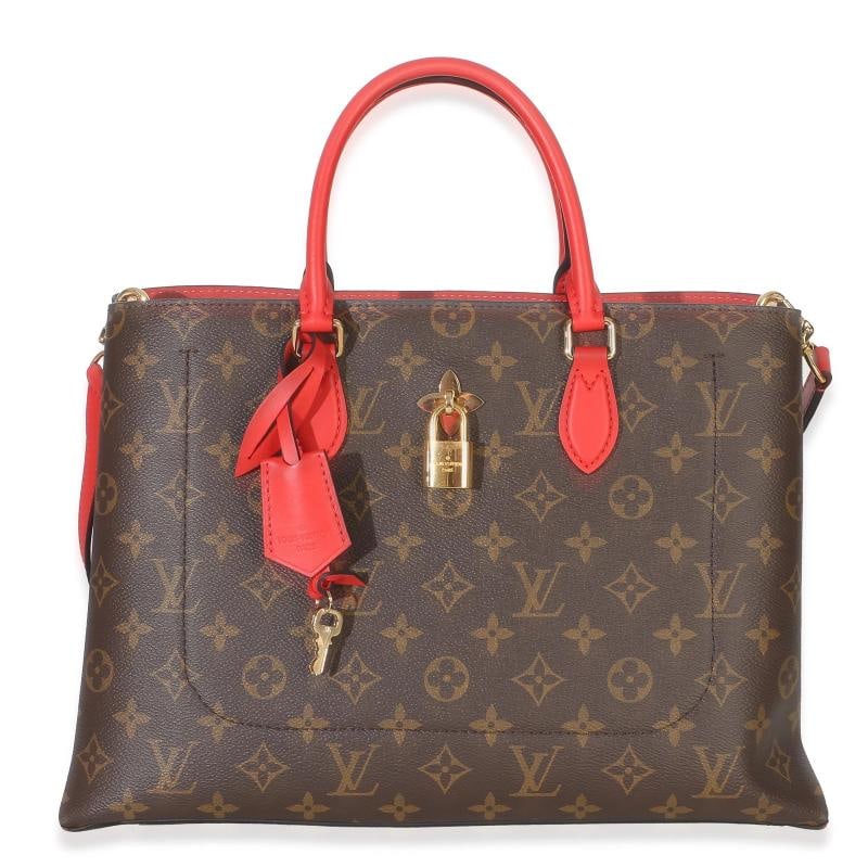 Louis Vuitton Red Monogram Canvas Flower Tote: Condition: Pre-owned - Good,Dimensions: 13.5 x 9.5 x 5,Handbag Accessories: Box;Clochette;Dustbag;Lock;Gift Ribbon;Care Booklet;Key,Bag Width: 13.5 in,Bag Depth: 5 in,Bag Height: 9.5 in,Department: Un