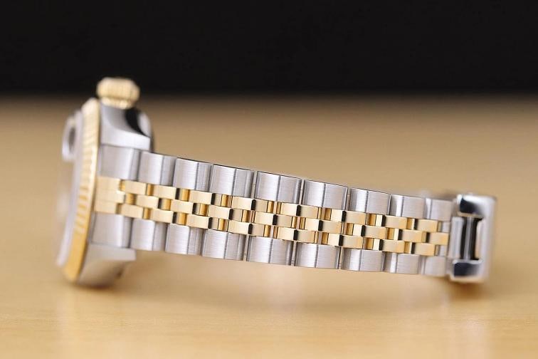 ROLEX LADIES DATEJUST 79173 BLACK DIAMOND DIAL 18K GOLD STEEL TWO TONE WATCH - 5