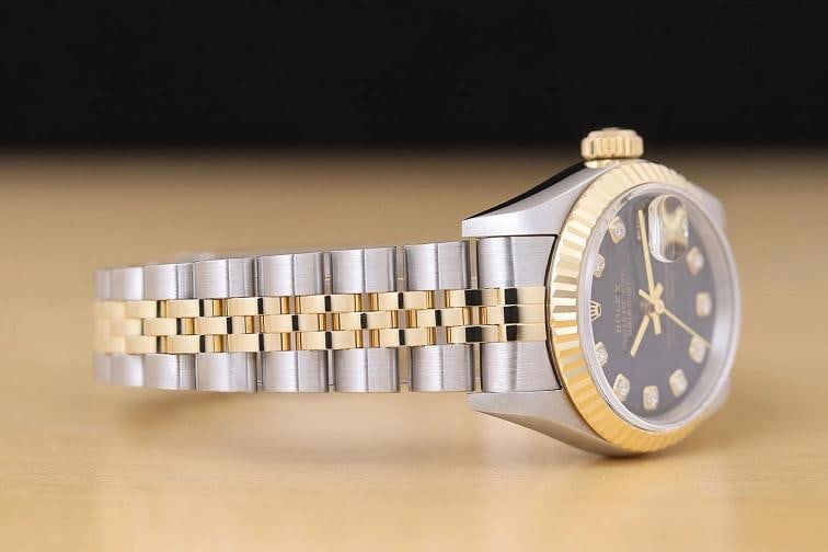 ROLEX LADIES DATEJUST 79173 BLACK DIAMOND DIAL 18K GOLD STEEL TWO TONE WATCH - 7