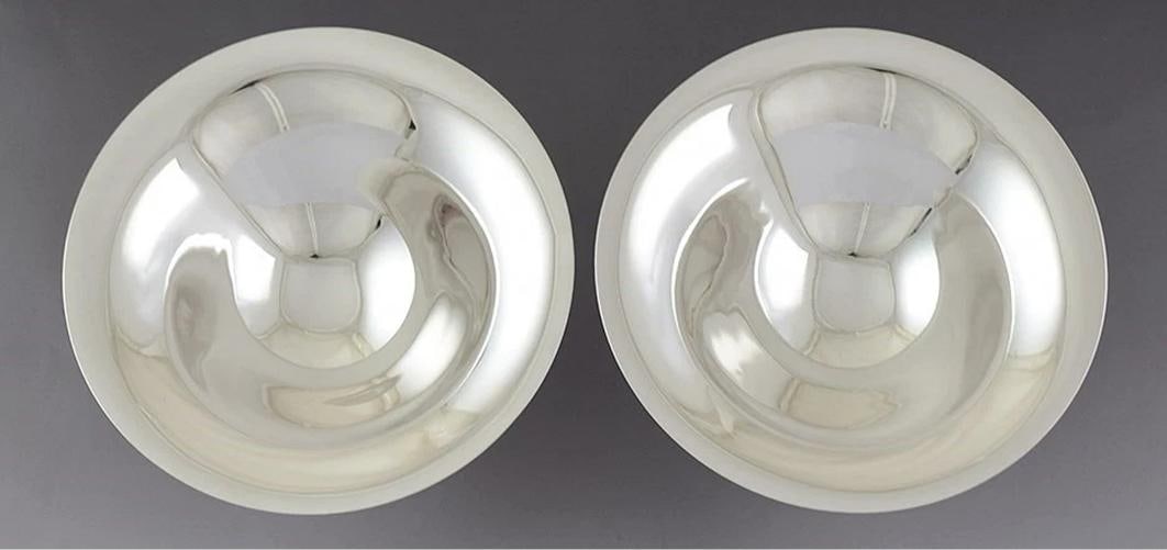 c1950s Gorgeous Pair American Sterling Silver Footed Bowls / Dishes - 3