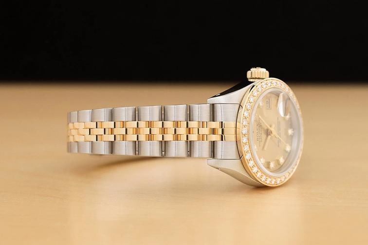 LADIES ROLEX DATEJUST 69173 FACTORY DIAMOND CHAMPAGNE DIAL 18K GOLD SS WATCH - 7