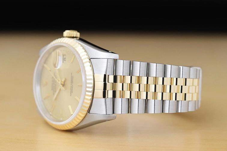 GENUINE ROLEX MENS DATEJUST 16233 CHAMPAGNE DIAL 18K YELLOW GOLD STEEL WATCH - 4