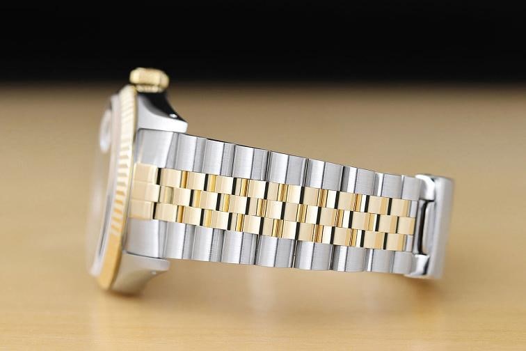 GENUINE ROLEX MENS DATEJUST 16233 CHAMPAGNE DIAL 18K YELLOW GOLD STEEL WATCH - 5
