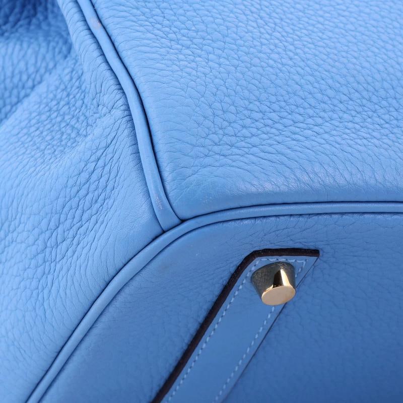 Hermes Birkin Handbag Blue Clemence with Gold Hardware 35 - 8