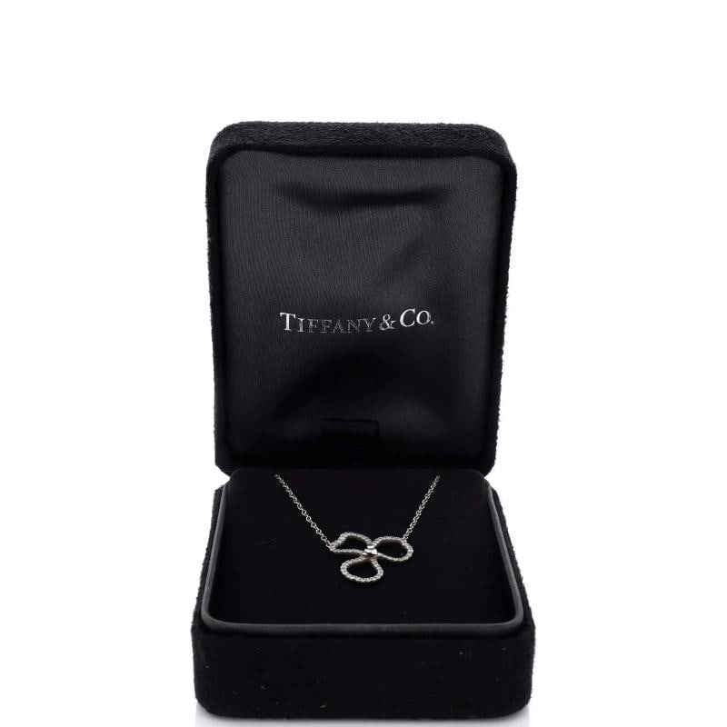 Tiffany & Co. Open Paper Flower Pendant Necklace Platinum and Diamonds Small - 2