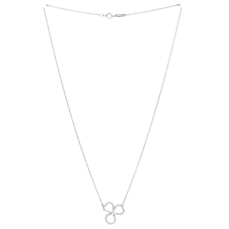 Tiffany & Co. Open Paper Flower Pendant Necklace Platinum and Diamonds Small - 3