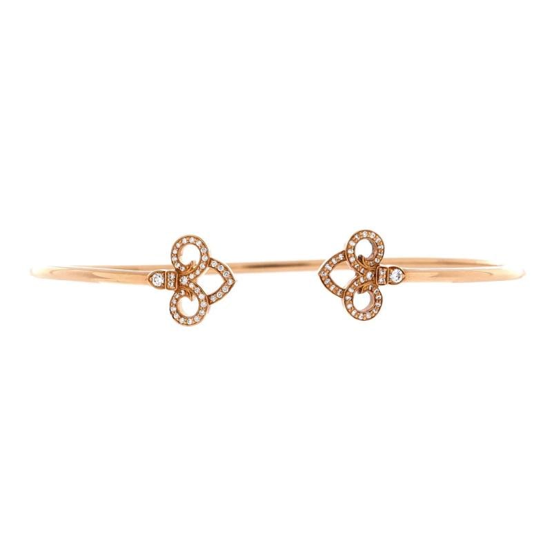 Tiffany & Co. Fleur de Lis Wire Bracelet 18K Rose Gold with Diamonds: Measurements: Circumference: 6.5 ", Width: 10.6 mm . Condition: Pre-owned - Good,Brand: Tiffany & Co.,Main Stone: Diamond,Metal: 18K Rose Gold,Metal Purity: 18K,Style: Bracelet,Type: Bracelet,Color: R