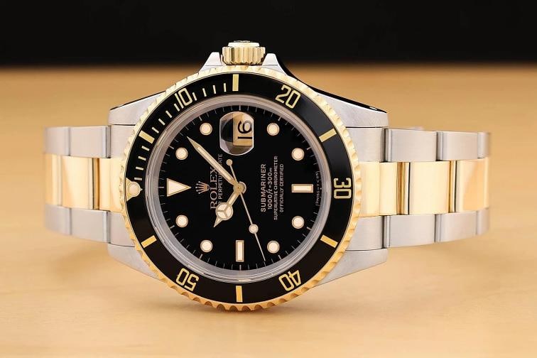 ROLEX SUBMARINER DATE 16613LN 40MM 18K YELLOW GOLD STEEL BLACK WATCH w/ PAPER - 3