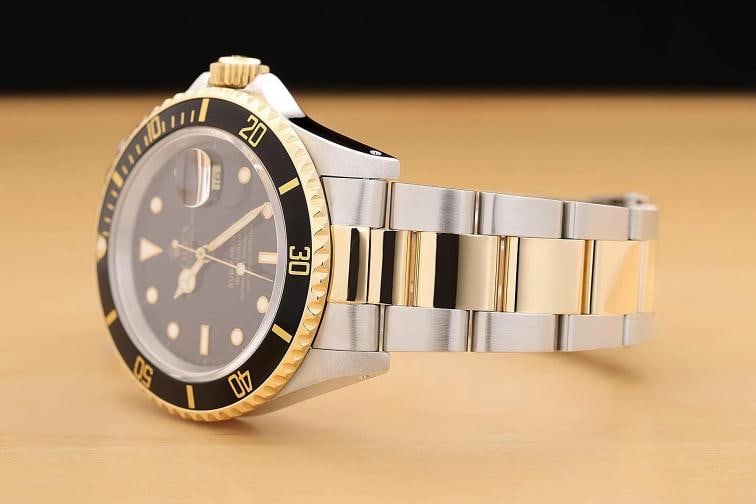 ROLEX SUBMARINER DATE 16613LN 40MM 18K YELLOW GOLD STEEL BLACK WATCH w/ PAPER - 4