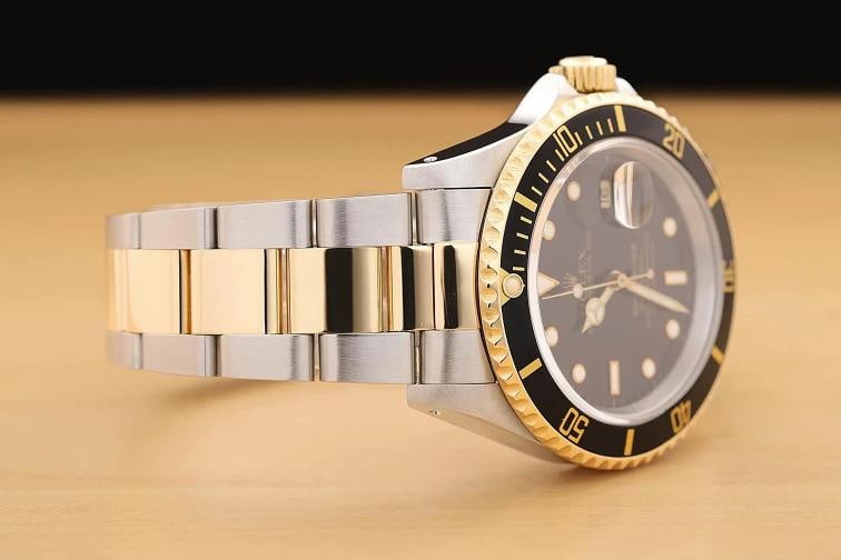 ROLEX SUBMARINER DATE 16613LN 40MM 18K YELLOW GOLD STEEL BLACK WATCH w/ PAPER - 8