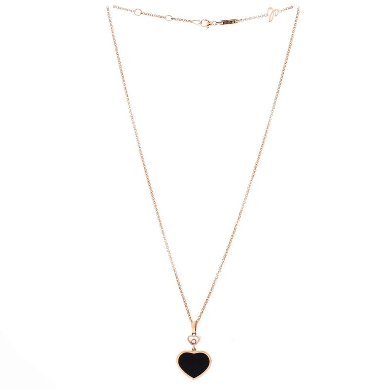 Chopard Happy Hearts Pendant Necklace 18K Rose Gold with Onyx and 1 Floating - 2