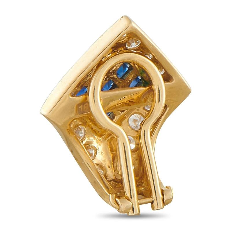 18K Yellow Gold 1.51ct Diamond and Sapphire Earring and Pendant Set - 6