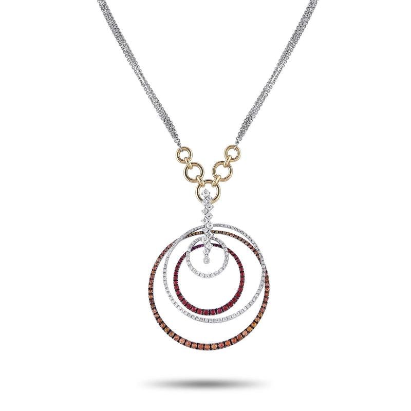 Staurino Fratelli 18K White and Yellow Gold 1.80ct Diamond and Sapphire Necklac