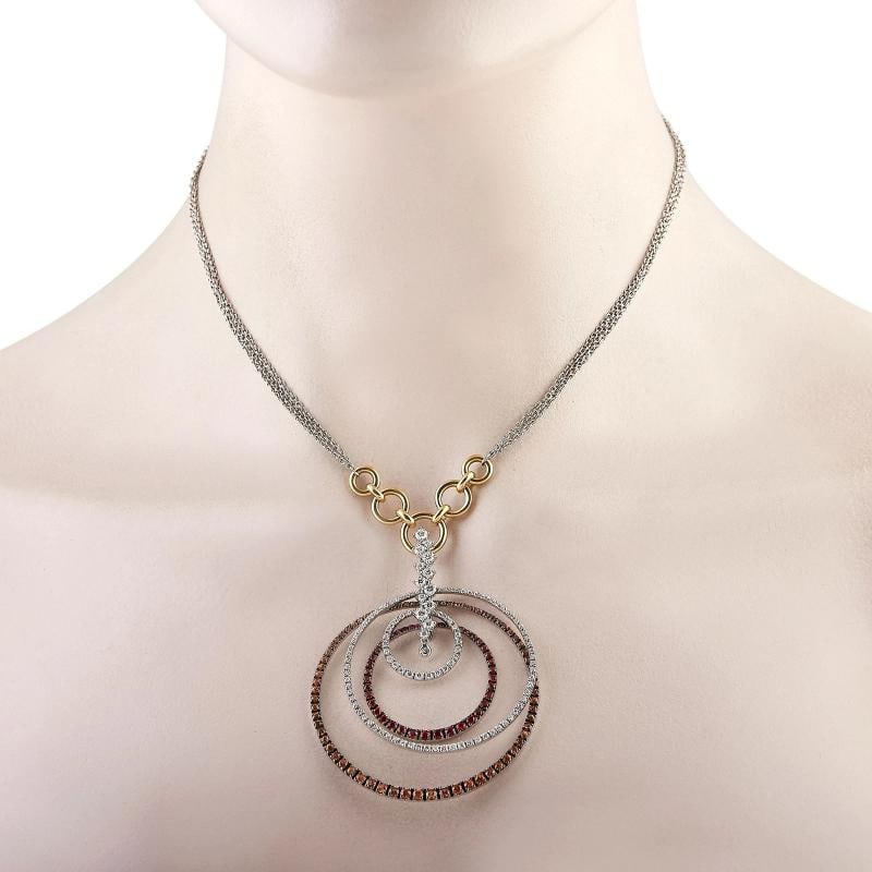 Staurino Fratelli 18K White and Yellow Gold 1.80ct Diamond and Sapphire Necklac - 2