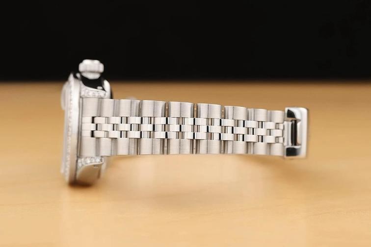 ROLEX LADIES DATEJUST 69174 BLACK DIAMOND 18K GOLD STEEL DIAMOND LUGS WATCH - 5