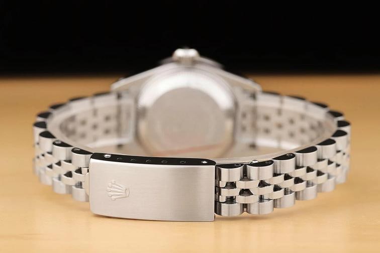 ROLEX LADIES DATEJUST 69174 BLACK DIAMOND 18K GOLD STEEL DIAMOND LUGS WATCH - 6