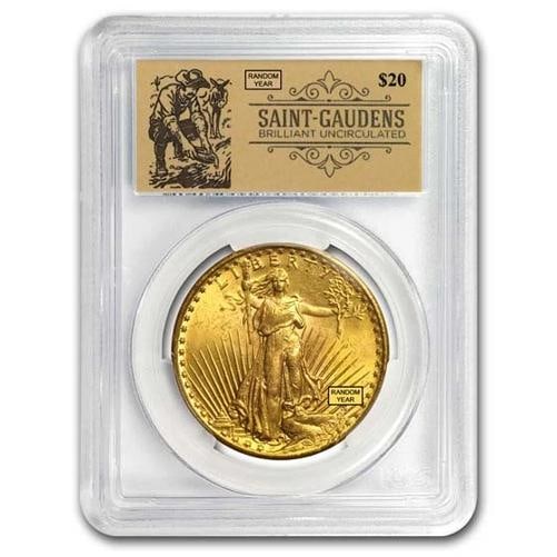 $20 St Gaudens Gold Dbl Eagle BU PCGS (Random, Prospector Label): Condition: Graded - PCGS MS/PR 60: Professionally graded,Brand: US Mint,MPN: 150377,Year: Random Year,Fineness: 0.900,Denomination: $20.00,Circulated/Uncirculated: Brilliant Unc,Certification: