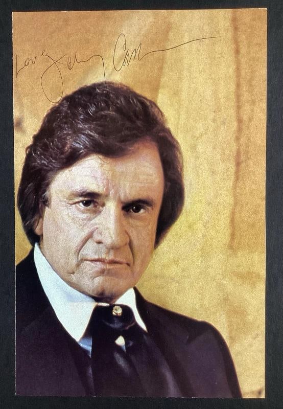 Johnny Cash Signed 6x9 Photo Inscribed "Love" (JSA LOA): Industry: Music,Personalize: No,Signed: Yes,Autograph Authentication: James Spence (JSA),Original/Reproduction: Original,Country of Origin: United States