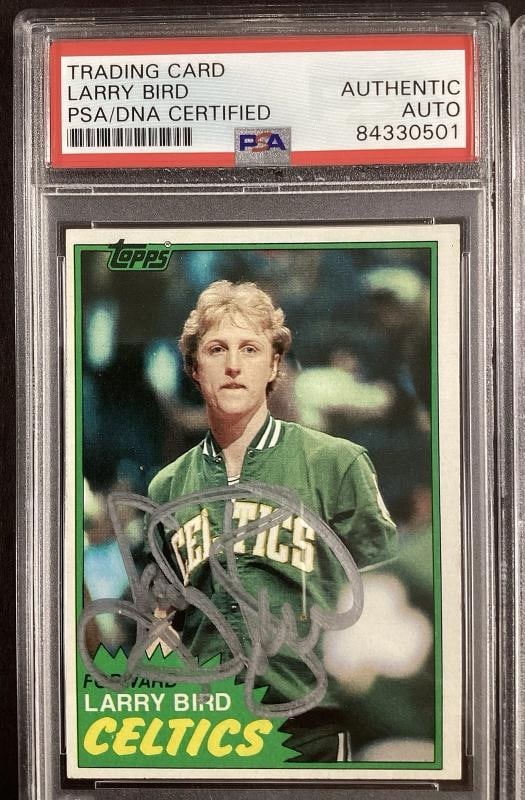 Larry Bird + Magic Johnson Signed 1981 Topps Rookie Card Pair Auto PSA/DNA MJ 10 - 2